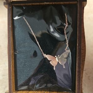 Butterfly Pendant Necklace in Rose Gold